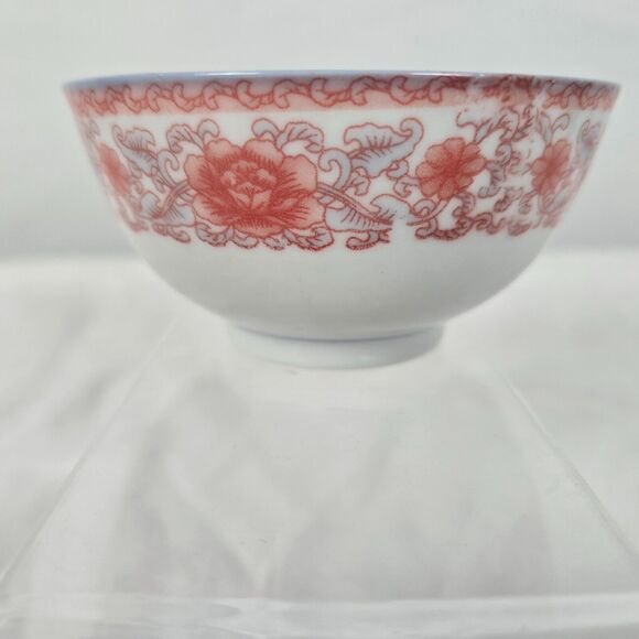 Asian Rice Bowl Pink Floral Porcelain 2.25" x 4.5" - Picture 4 of 10